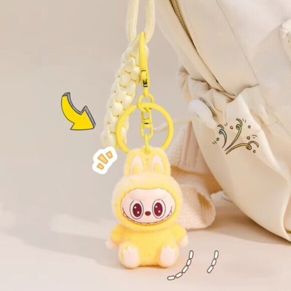 New Cute Yellow Labubu Bunny Keychain dangeler clip - Picture 2 of 3